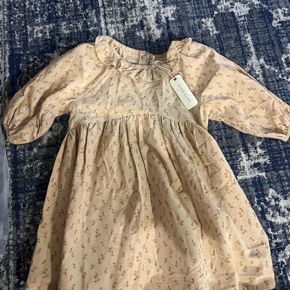 Beige Floral Kids Dress